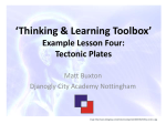 `Thinking & Learning Toolbox` Example Lesson Four: Tectonic Plates