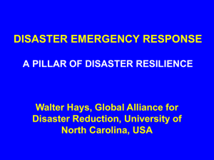DISASTER EMERGENCY RESPONSE. Part I