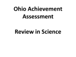 Ohio Achievement Assessment Review in Science Measurement Mass