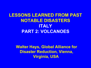 LESSONS LEARNED FROM PAST NOTABLE DISASTERS. ITALY