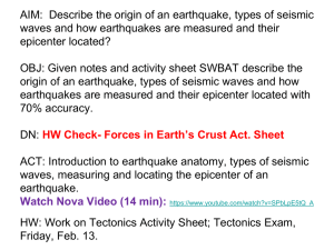 Earthquakes Seismic Waves Day 1