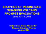 eruption of indonesia`s sinabung volcano. prompts evacuations