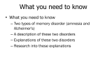 Disorders of Memory (NM)