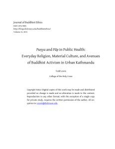 Puṇya Everyday Religion, Material Culture, and Avenues Journal of Buddhist Ethics