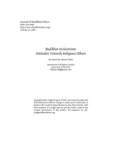 Buddhist Inclusivism: Attitudes Towards Religious Others Journal of Buddhist Ethics