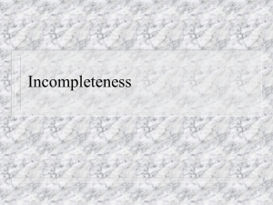Incompleteness - the UNC Department of Computer Science
