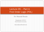 Lecture 05 Part A - First Order Logic (FOL)