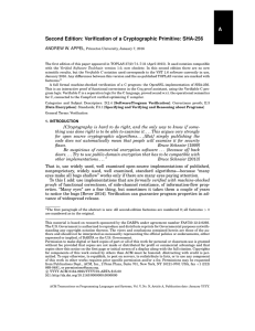 A Second Edition: Verification of a Cryptographic Primitive: SHA-256 ANDREW W. APPEL