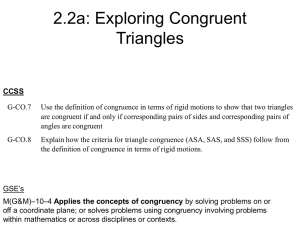 PowerPoint notes - Triangle congruence