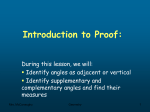 Introduction to Proof: Part I Types of Angles