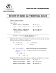 REVIEW OF BASIC MATHEMATICAL RULES Rules for Signed Numbers