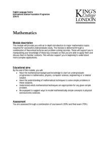 Mathematics Module description