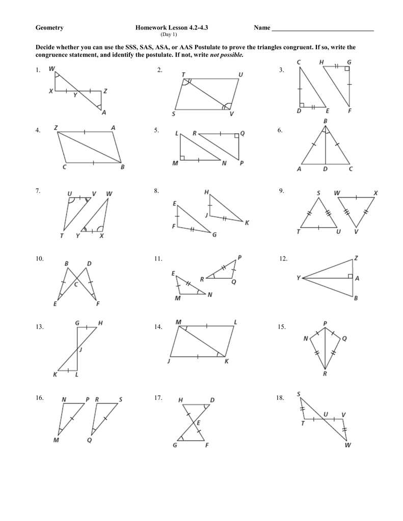 Geometry Homework Lesson 200.20-200.20 Name In Geometry Worksheet Congruent Triangles