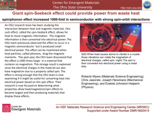 Giant spin Seebeck effect in a non-magneticmaterial