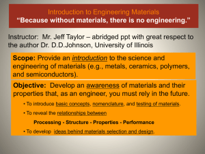 Materials Science & Engineering “Because without materials, there