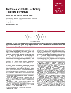 Syntheses of Soluble, -Stacking Tetracene Derivatives π