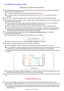 Absorption of Light in Semiconductors 5.2.2 Absorption and Emission of Light