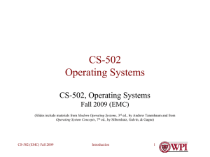 Introduction:- CS-502 Operating Systems