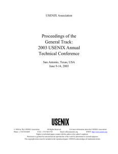 Proceedings of the General Track: 2003 USENIX Annual Technical Conference