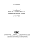 Proceedings of HotOS IX: The 9th Workshop on USENIX Association