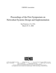 Proceedings of the First Symposium on Networked Systems Design and Implementation
