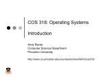 COS 318: Operating Systems Introduction Andy Bavier Computer Science Department