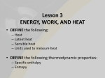 Energy, Work and Heat