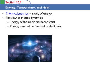 Section 10.1 Energy, Temperature, and Heat