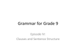 Grammar for Grade 9 IV Clauses and Sentence