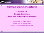 MLG 1001: Grammar Lectures - Paul Joyce's German Websites