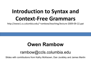 What is Syntax? - Columbia University