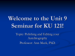 Welcome to the Unit 9 Seminar for KU 121!