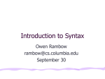 What is Syntax? - Columbia University