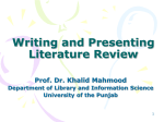 Writing and presenting literature review