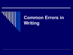 Common Errors in Writing (PowerPoint Presentation)