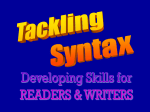 Tackling Syntax--2014 Summer Academy