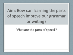 Aim: How can the study of the parts of speech help us understand