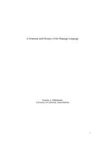 A Grammar and Glossary of the Manange Language  Kristine A. Hildebrandt