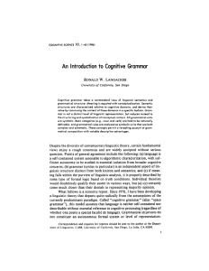 An  Introduction  to  Cognitive  Grammar RONALD