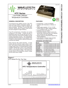 HTC Series HTC1500 / HTC3000 TEMPERA Low Profi le, Effi cient Temperature Controllers