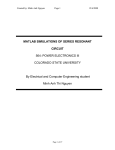 MATLAB SIMULATIONS OF SERIES RESONANT CIRCUIT 564: POWER ELECTRONICS III