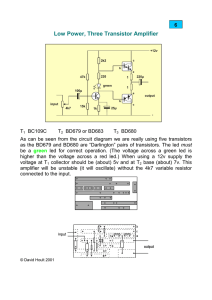 Low Power, Three Transistor Amplifier