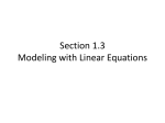 Section 1.3 Modeling with Linear Equations