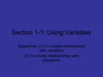 Section 1-1: Using Variables