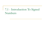 Introduction To Signed Numbers