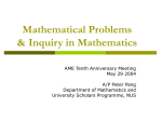 Research in Mathematics - National Institute of Education