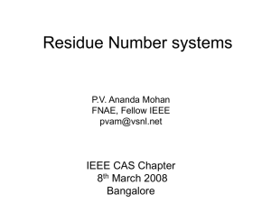 Residue Number systems - IEEE