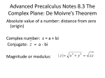 Advanced Precalculus Notes 8.3 The Complex Plane: De