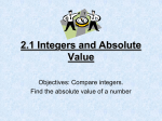 Lesson 3.1: Integers and Absolute Value