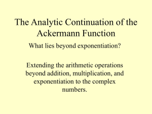 The Analytic Continuation of the Ackermann Function